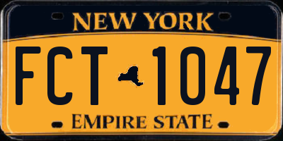 NY license plate FCT1047