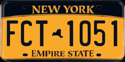 NY license plate FCT1051