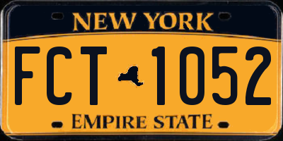NY license plate FCT1052