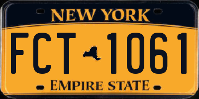 NY license plate FCT1061