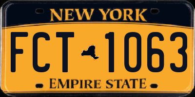 NY license plate FCT1063