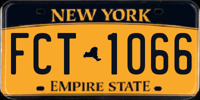 NY license plate FCT1066