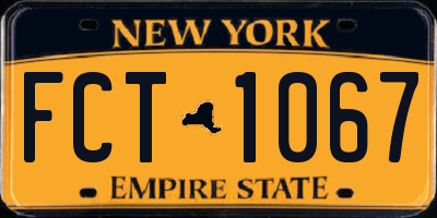 NY license plate FCT1067