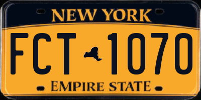 NY license plate FCT1070