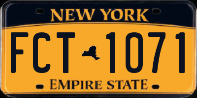 NY license plate FCT1071