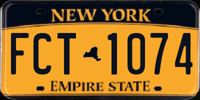 NY license plate FCT1074