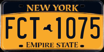 NY license plate FCT1075