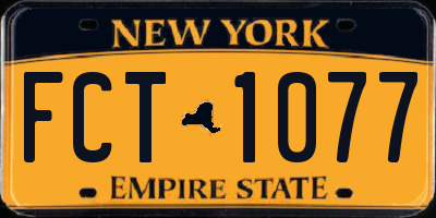 NY license plate FCT1077