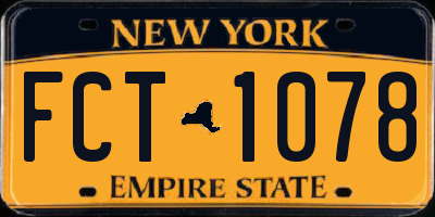 NY license plate FCT1078
