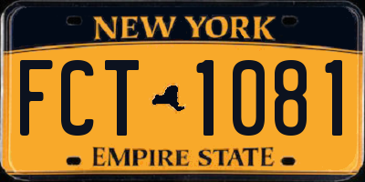 NY license plate FCT1081