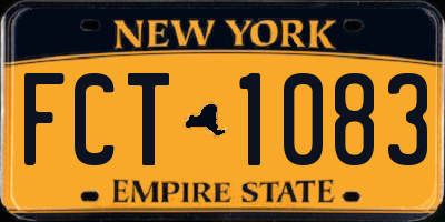 NY license plate FCT1083