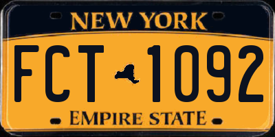 NY license plate FCT1092