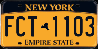 NY license plate FCT1103