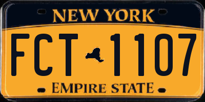 NY license plate FCT1107