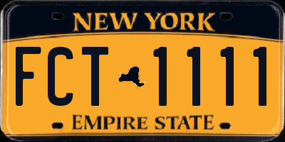 NY license plate FCT1111