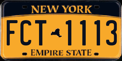 NY license plate FCT1113