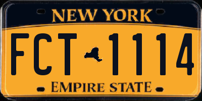 NY license plate FCT1114