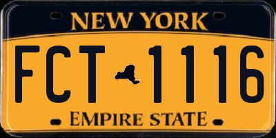 NY license plate FCT1116