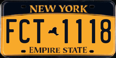 NY license plate FCT1118