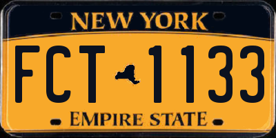 NY license plate FCT1133