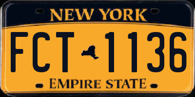 NY license plate FCT1136
