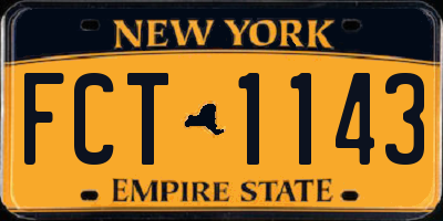 NY license plate FCT1143