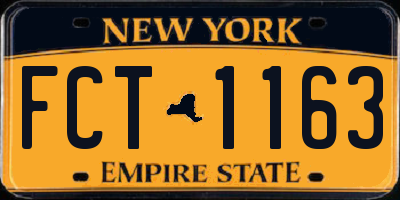 NY license plate FCT1163