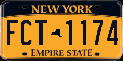 NY license plate FCT1174