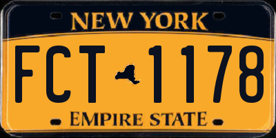 NY license plate FCT1178