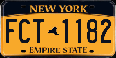 NY license plate FCT1182