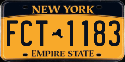 NY license plate FCT1183