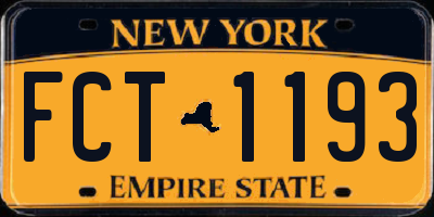 NY license plate FCT1193