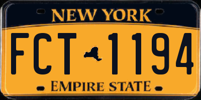 NY license plate FCT1194