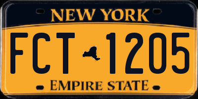 NY license plate FCT1205