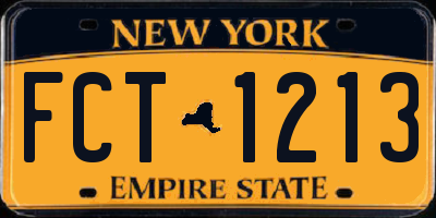 NY license plate FCT1213