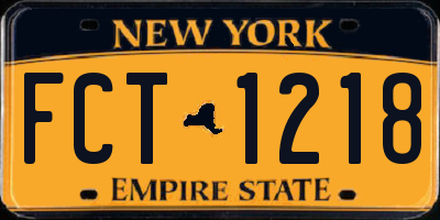 NY license plate FCT1218