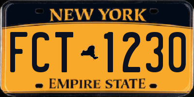NY license plate FCT1230