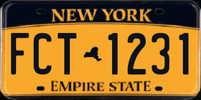NY license plate FCT1231