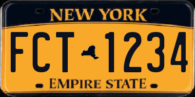 NY license plate FCT1234