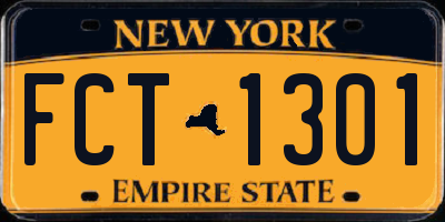 NY license plate FCT1301