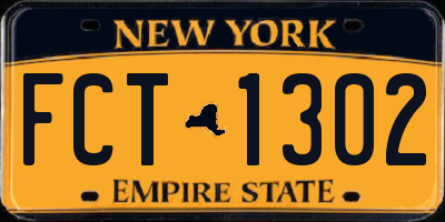 NY license plate FCT1302