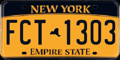 NY license plate FCT1303