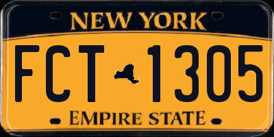 NY license plate FCT1305