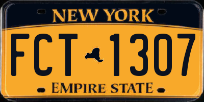 NY license plate FCT1307