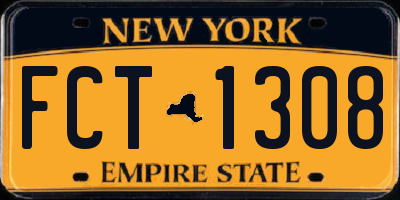 NY license plate FCT1308