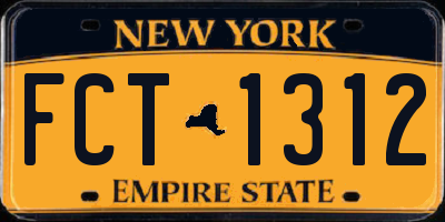 NY license plate FCT1312
