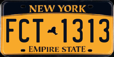 NY license plate FCT1313