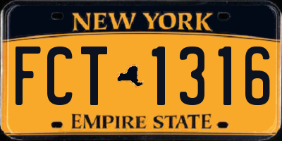 NY license plate FCT1316