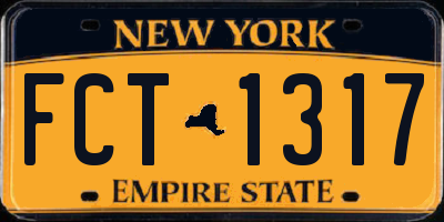 NY license plate FCT1317