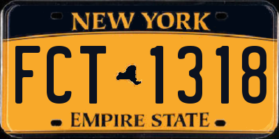 NY license plate FCT1318